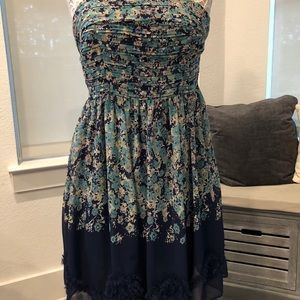 Strapless floral midi dress